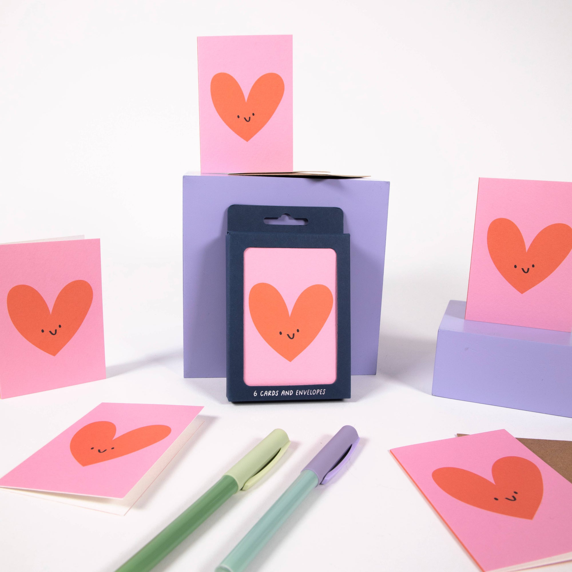 Mini Love Heart Greeting Cards - Pack of 6