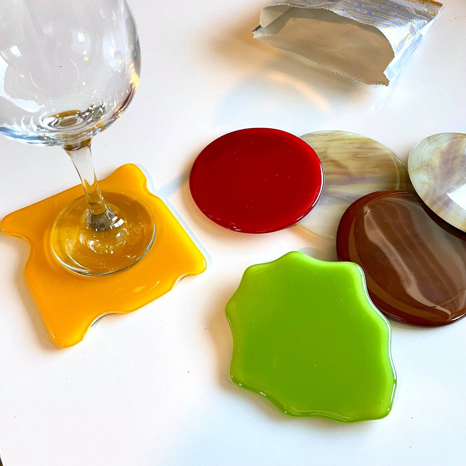 Glass Cheeseburger Coaster Set