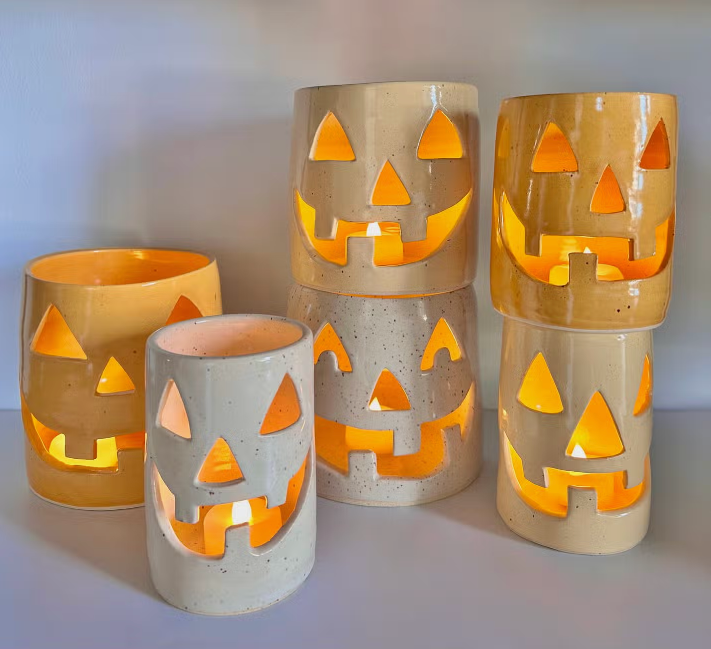 Pumpkin Tealight Holder Ceramic