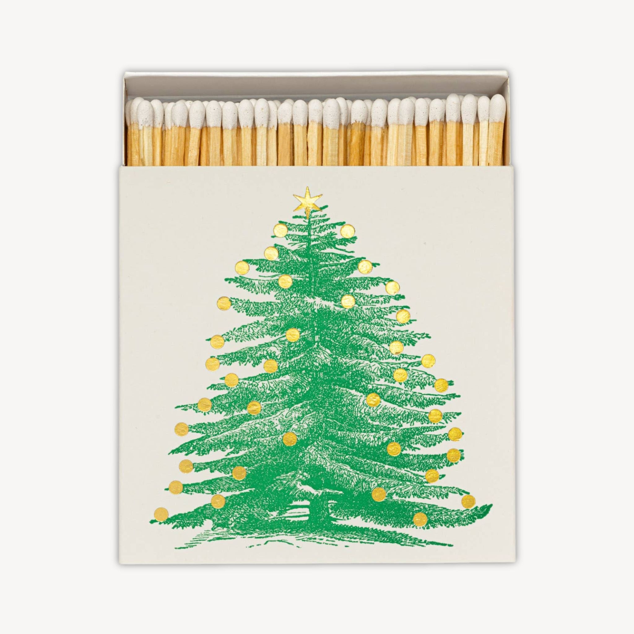 Matches with a Christmas tree design on the box