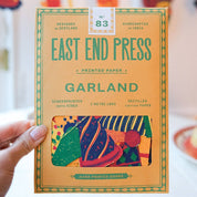 Packaging of East End Press Garland printed paper with colorful design