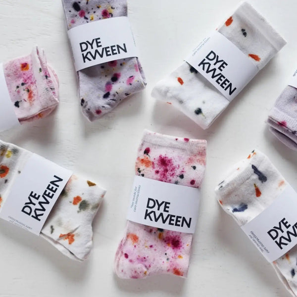 Abstract Bundle Dyed Cotton Crew Socks