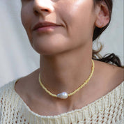 Gem & Blue Gemma Pearl Necklace featuring a delicate string of lustrous pearls on a fine chain.