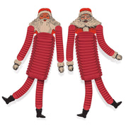 Two red accordion-style Santa Claus toys on a white background