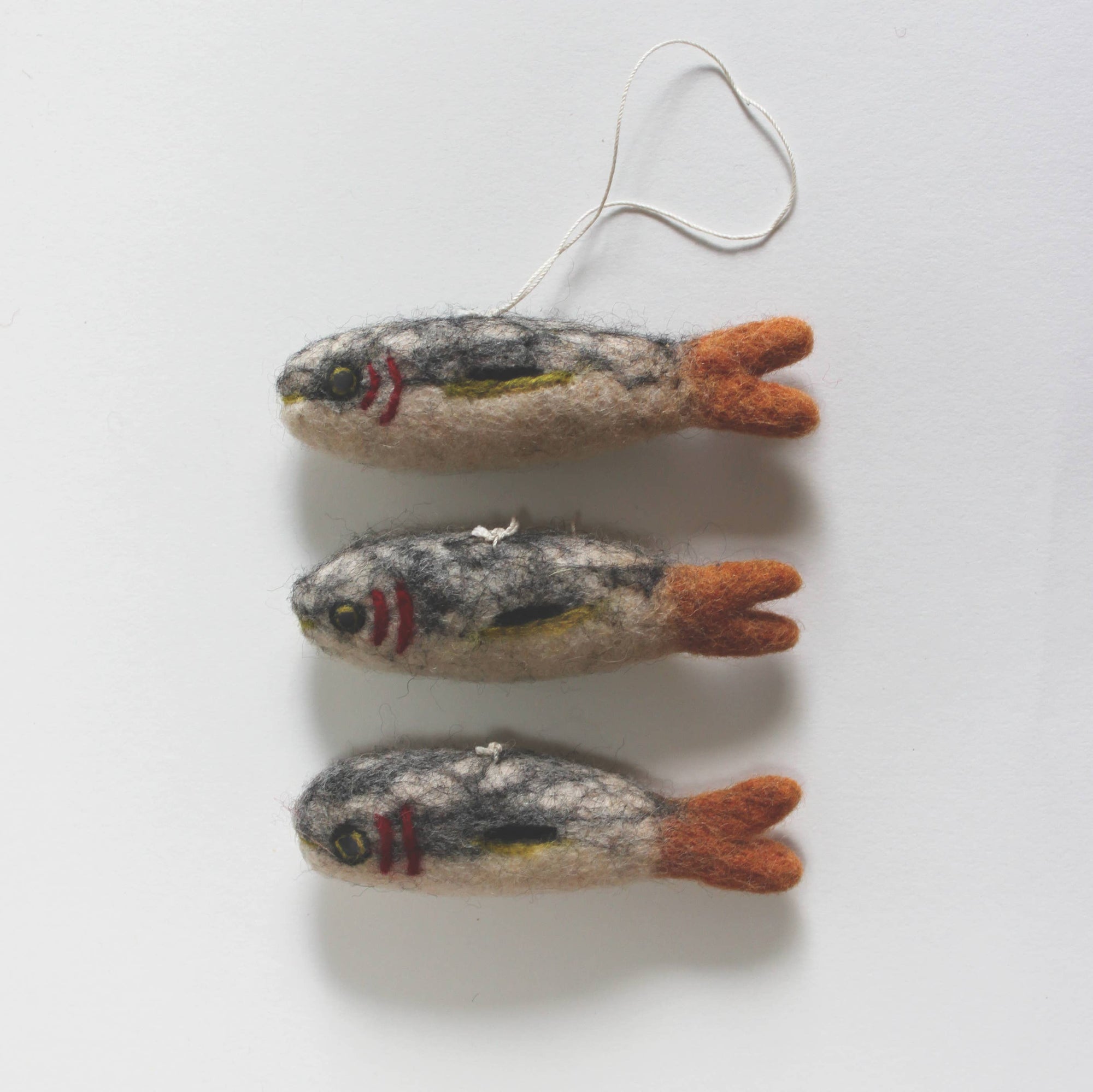 Felted Wool Sardine Ornament Set