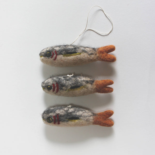 Felted Wool Sardine Ornament Set