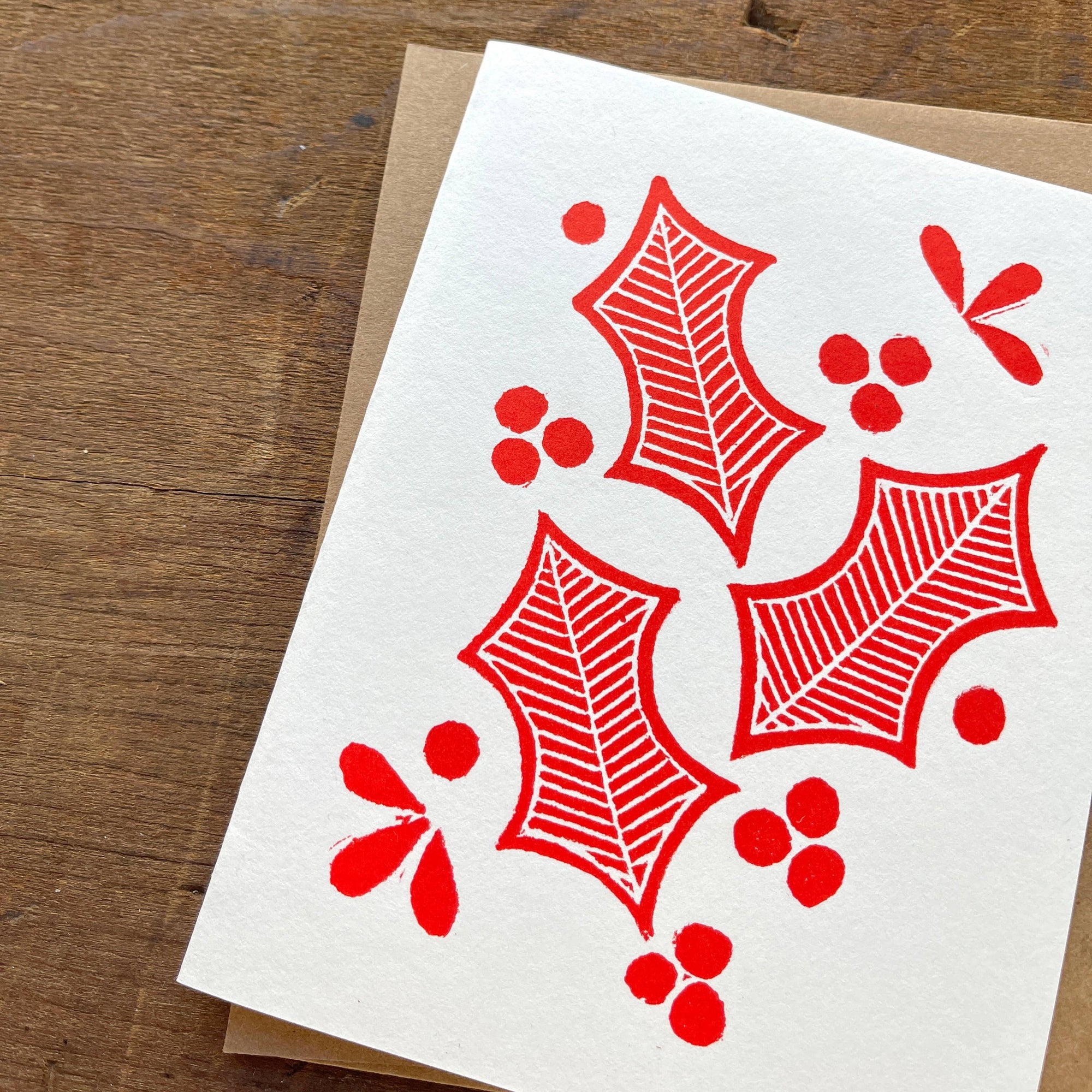 Block Holly Greeting Card / Set