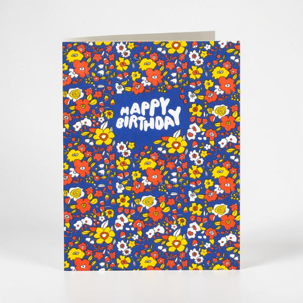 Happy Birthday Calico Floral Greeting Card