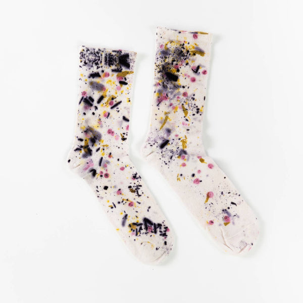 Abstract Bundle Dyed Cotton Crew Socks