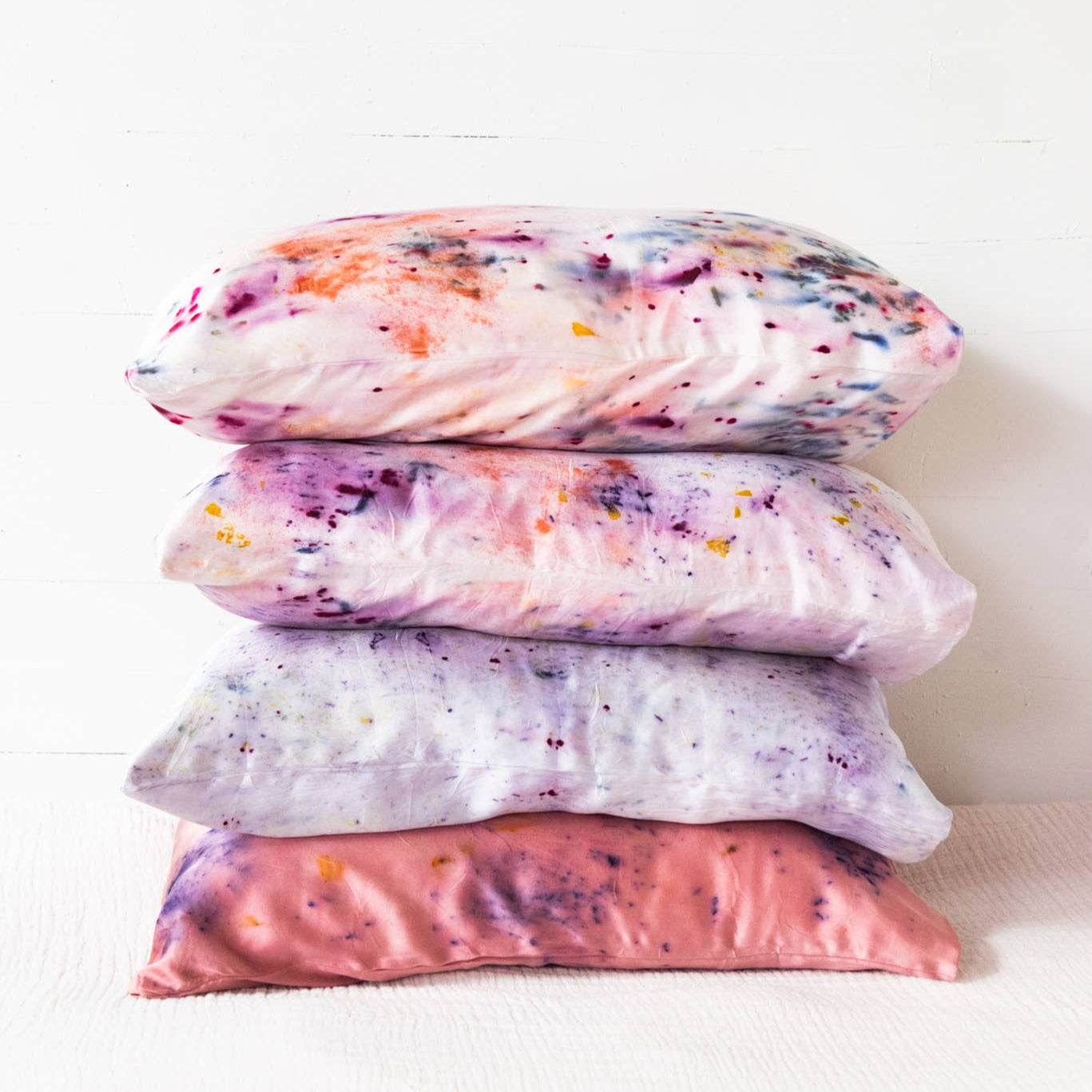 Abstract Botanically Dyed Silk Pillowcase