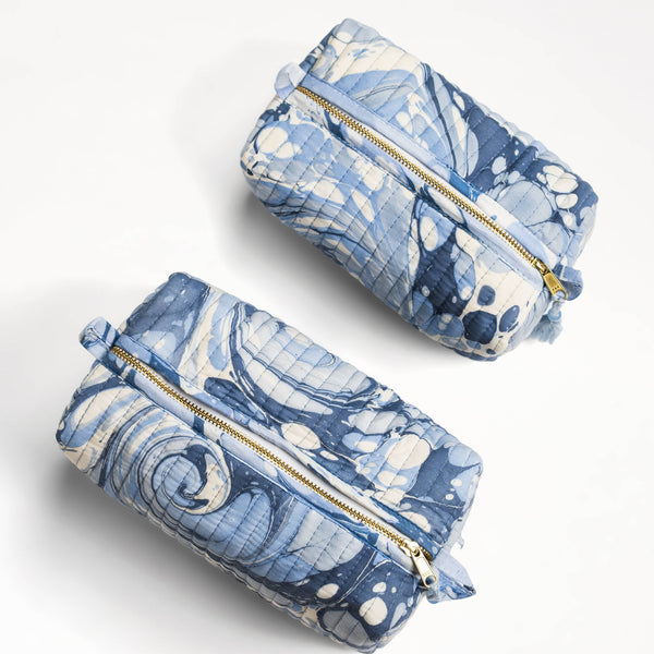 Ocean Wave Hand-Marbled Cosmetic Bag - RIDER