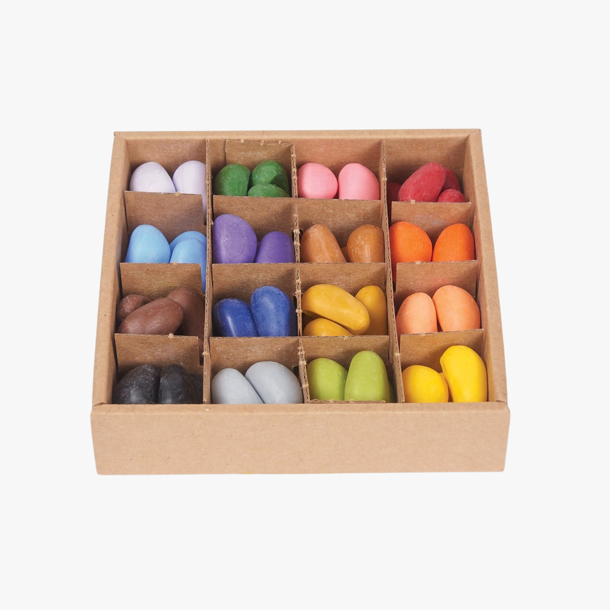 Crayon Rocks Just Rocks in a Box set featuring colorful, natural-shaped crayons in a sturdy storage box.