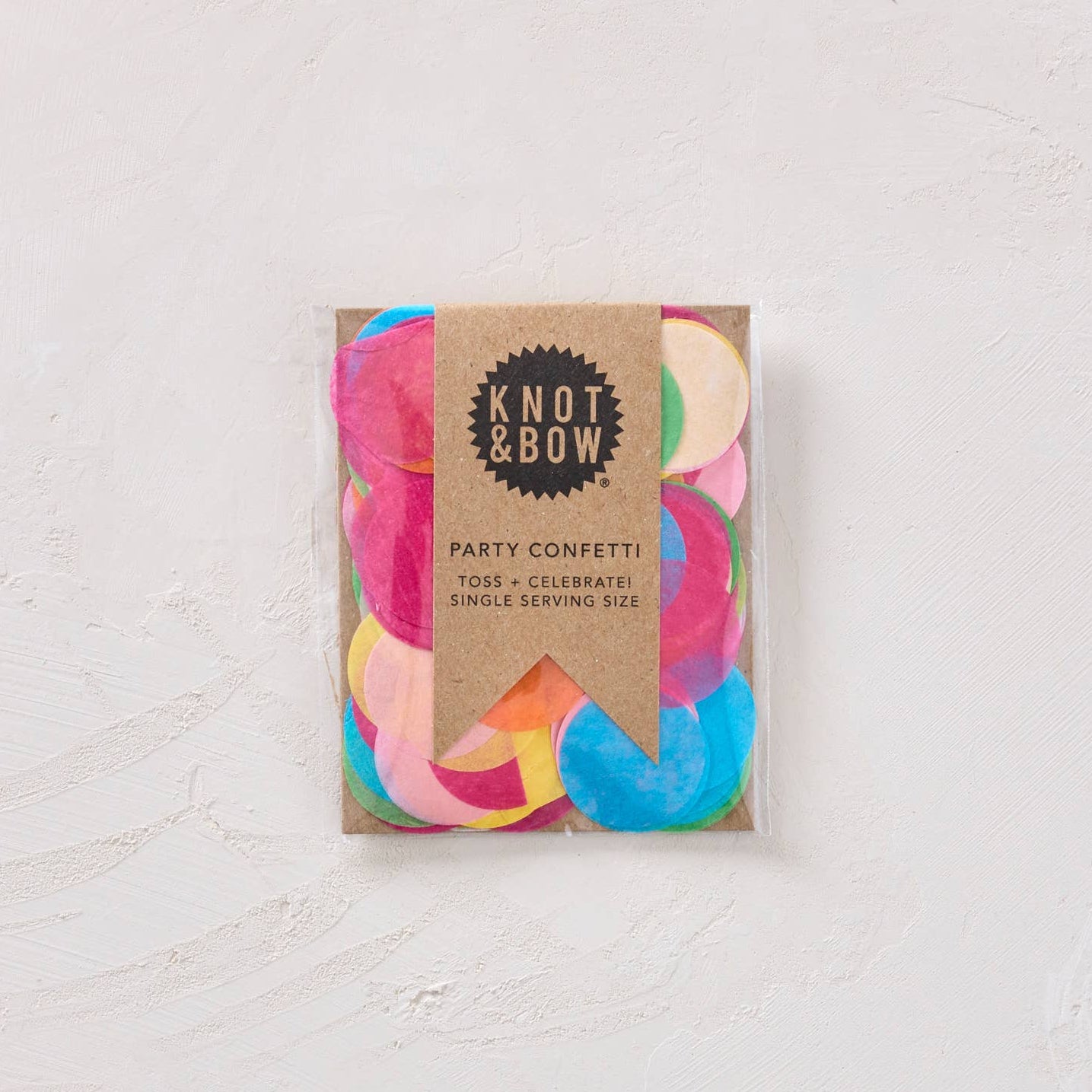 Knot & Bow party confetti package on a white background