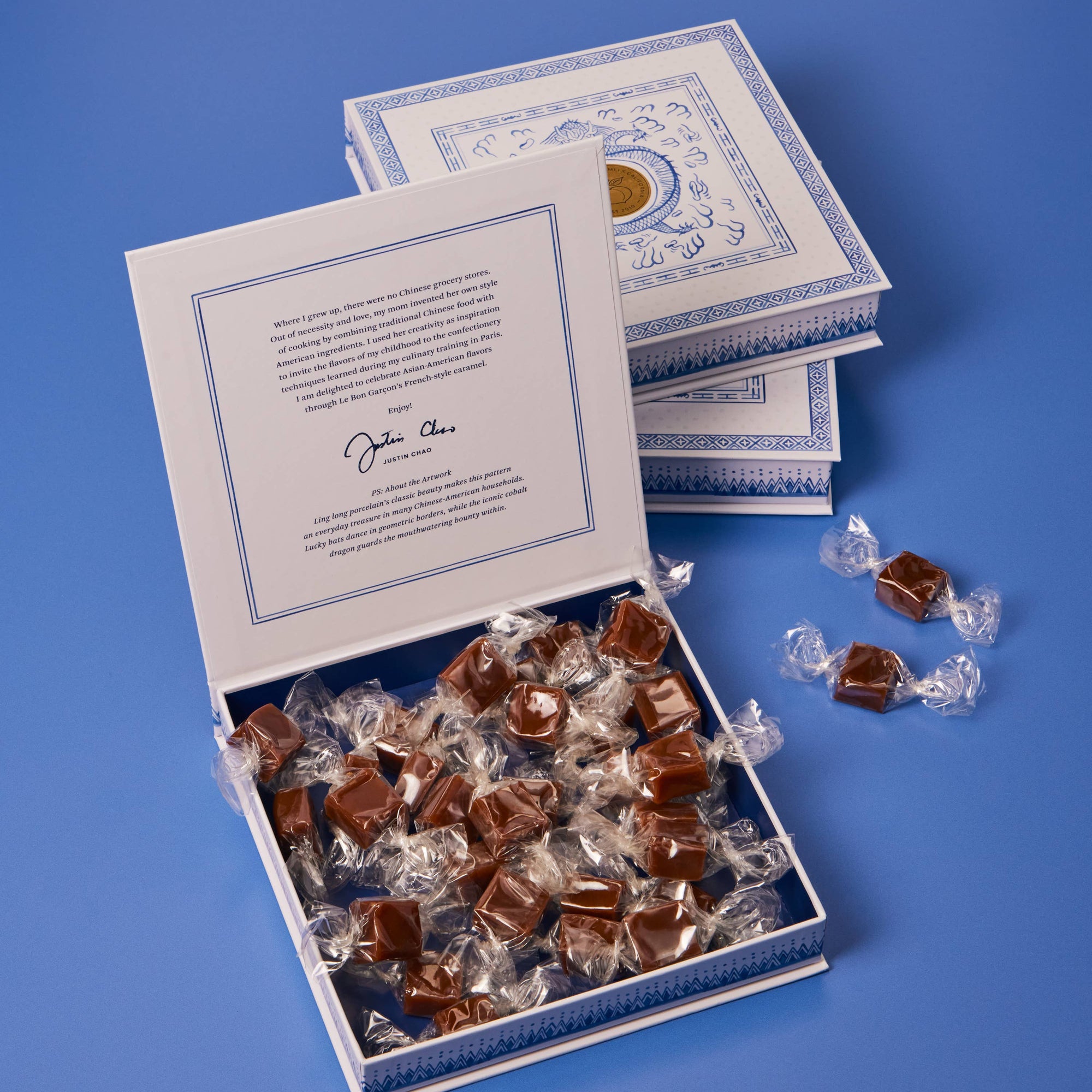 Classic Sea Salt Caramels gift box by Le Bon Garcon featuring an assortment of rich, creamy caramels with sea salt.