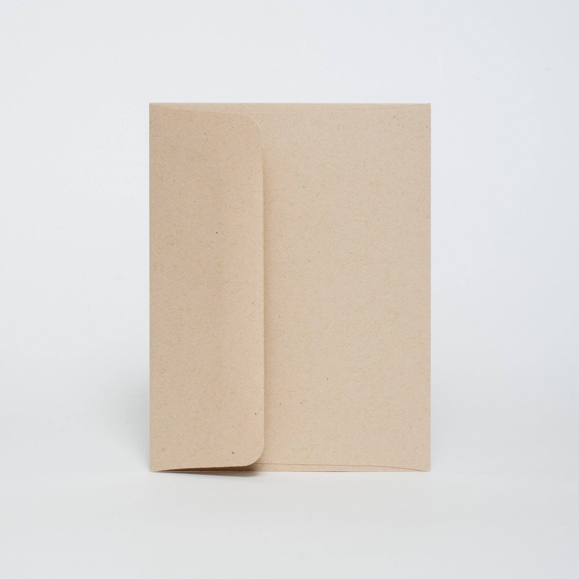 One kraft envelope resting on a white background