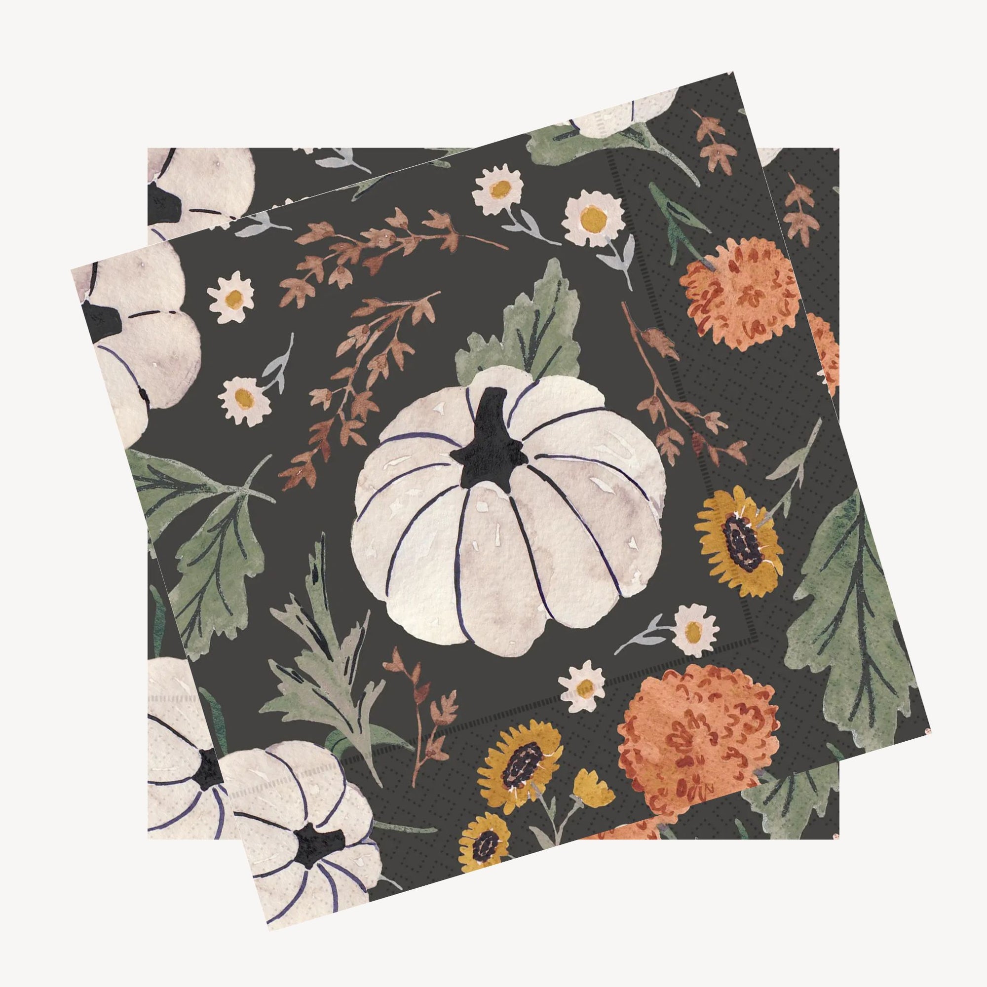 Pumpkin Floral Cocktail Napkin Set