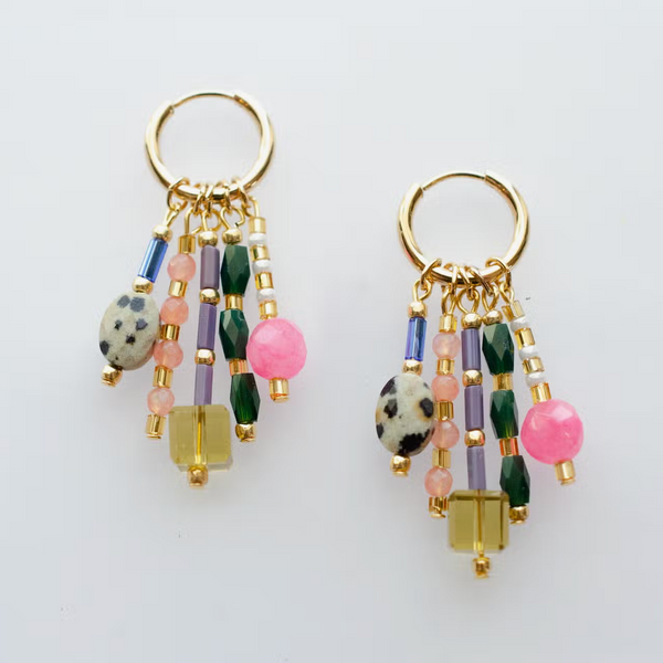 Beaded Charm Dangle Earrings