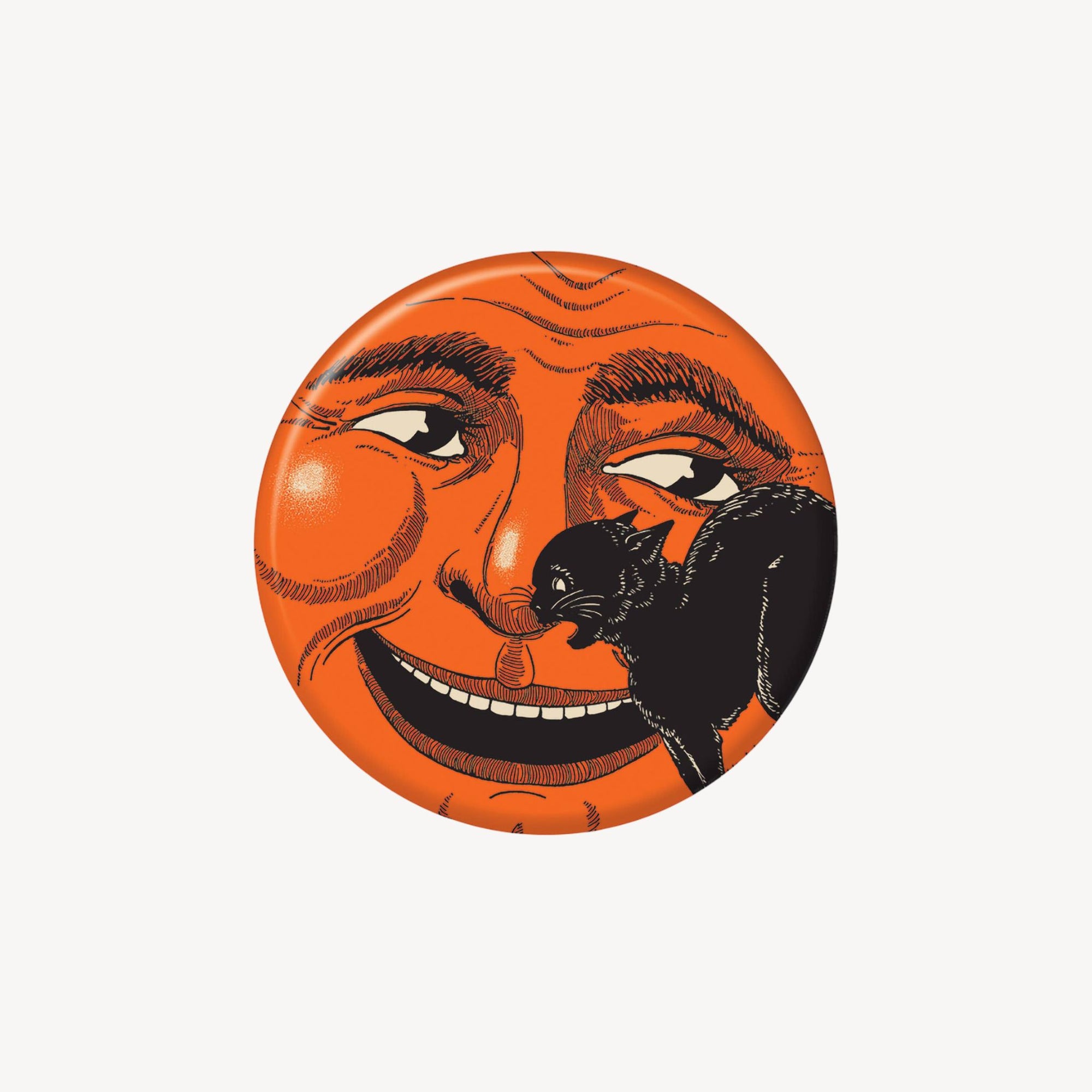 Vintage Halloween Cat Moon Pin