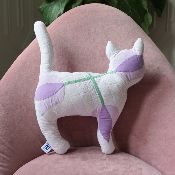 Vintage Quilt Cat Pillow
