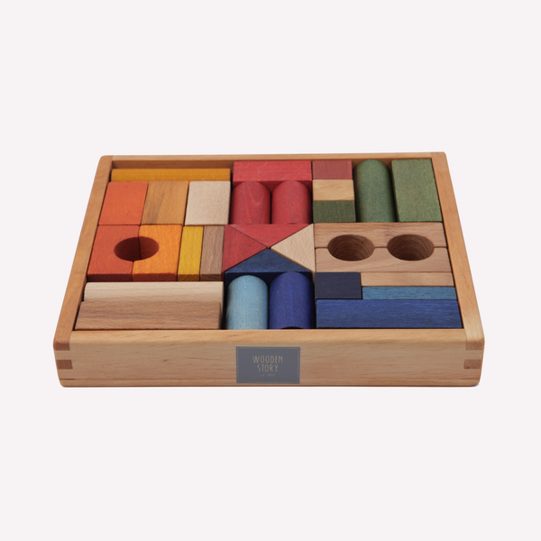 Wooden Blocks Set In Tray