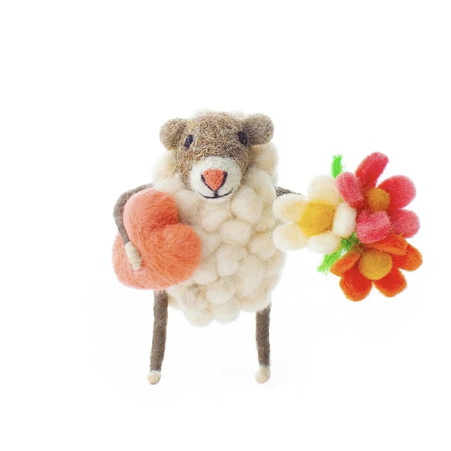 Heart and Flowers Felt Sheep