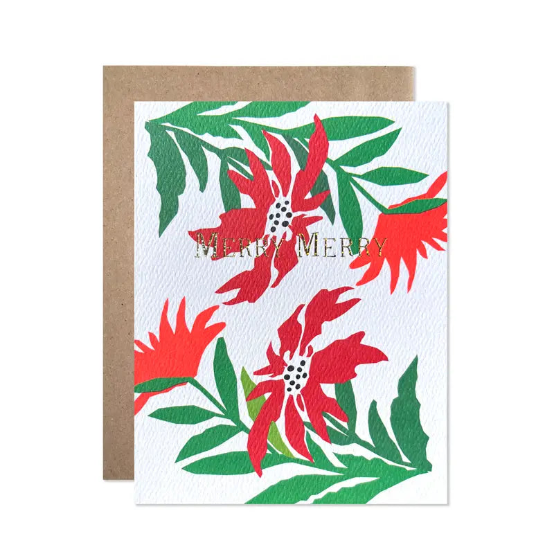 Merry Merry Poinsettia Greeting Card / Set