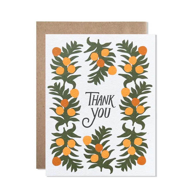 Thank You Oranges Greeting Card Set of 8